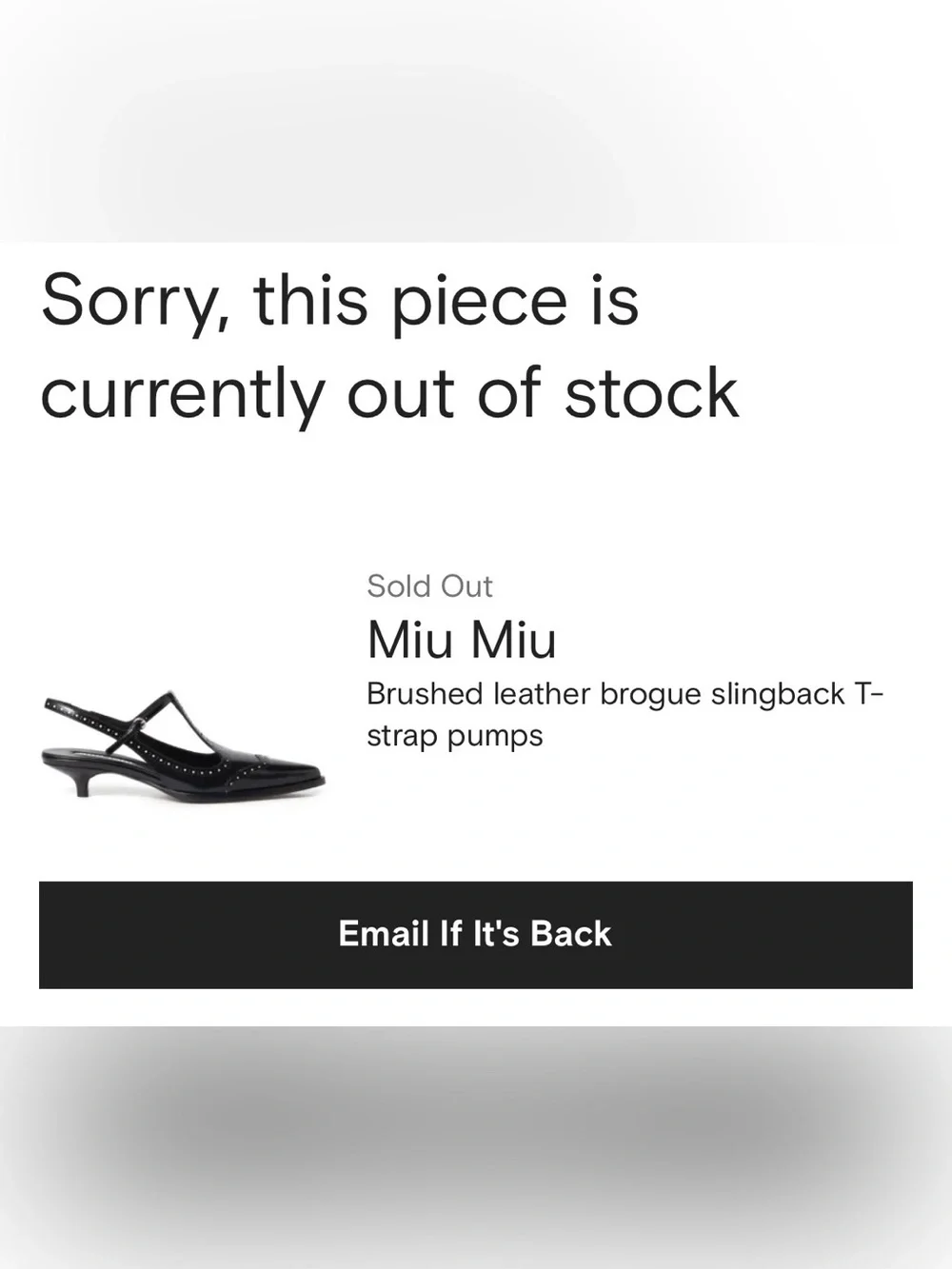 Miu Miu Brushed leather brogue slingback T-strap kitten heels